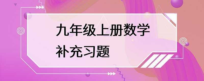 九年级上册数学补充习题