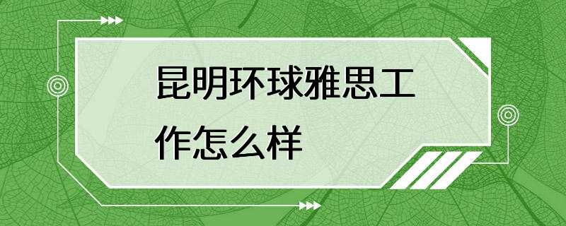 昆明环球雅思工作怎么样