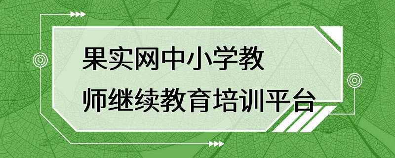 果实网中小学教师继续教育培训平台