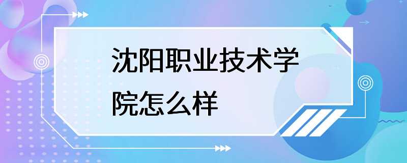 沈阳职业技术学院怎么样