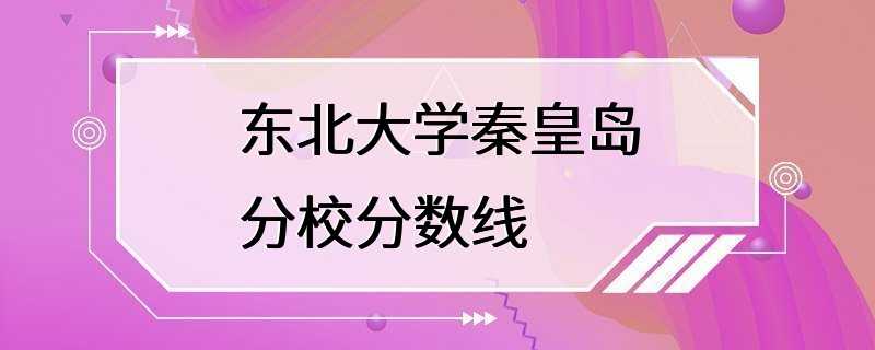 东北大学秦皇岛分校分数线