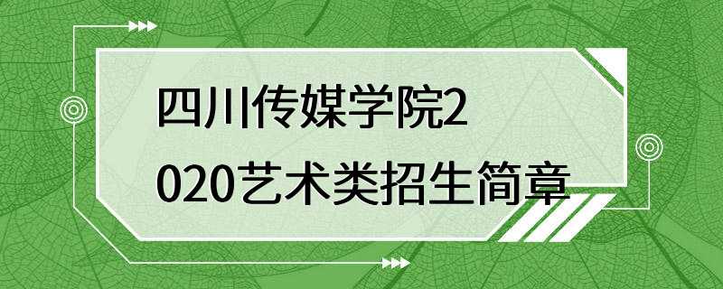 四川传媒学院2020艺术类招生简章