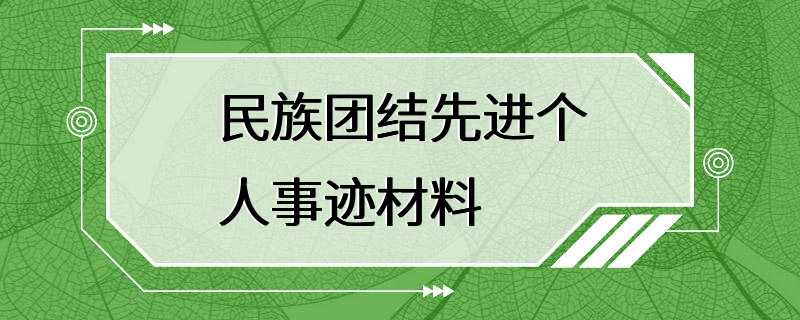 民族团结先进个人事迹材料