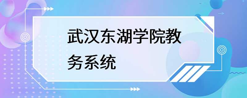 武汉东湖学院教务系统