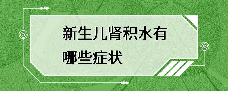 新生儿肾积水有哪些症状