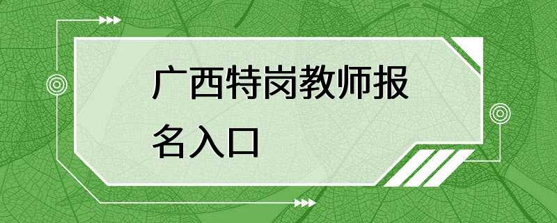 广西特岗教师报名入口