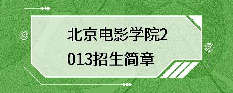 北京电影学院2013招生简章