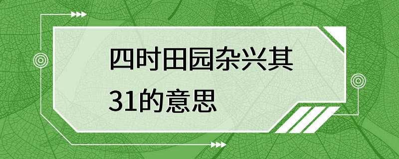 四时田园杂兴其31的意思