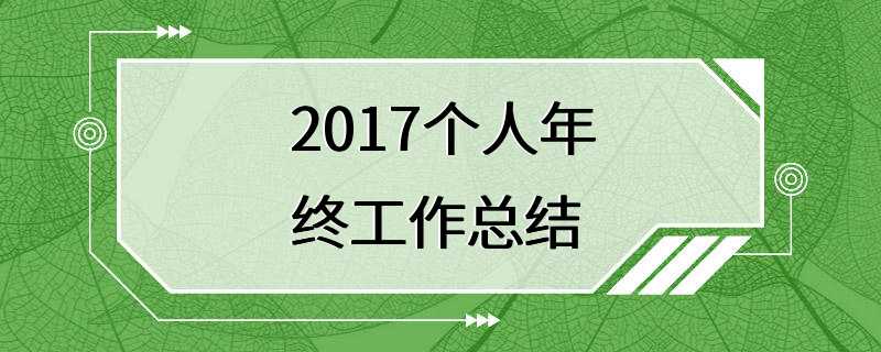 2017个人年终工作总结