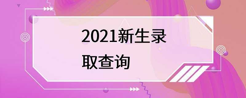 2021新生录取查询