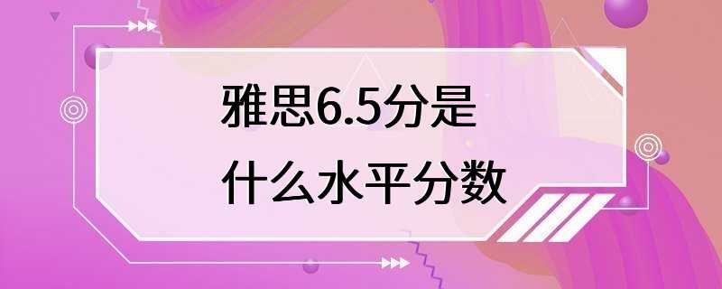 雅思6.5分是什么水平分数