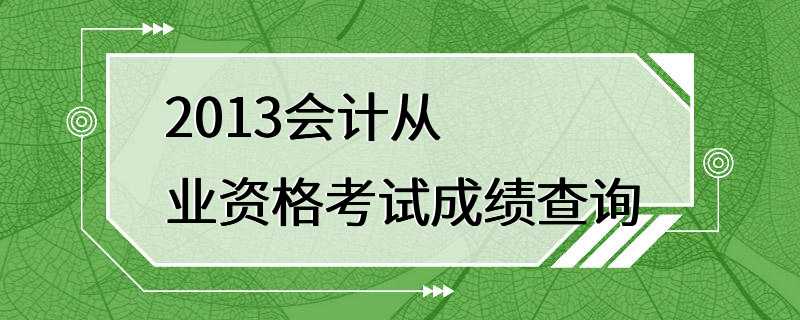 2013会计从业资格考试成绩查询