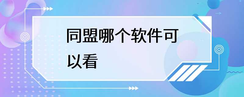 同盟哪个软件可以看