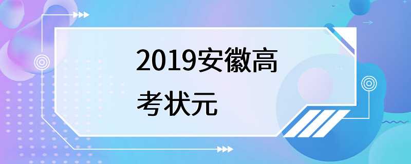 2019安徽高考状元