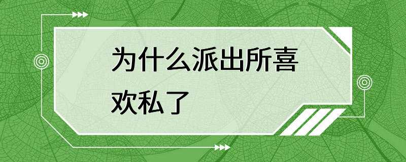 为什么派出所喜欢私了