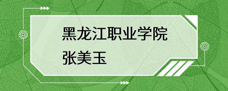 黑龙江职业学院张美玉