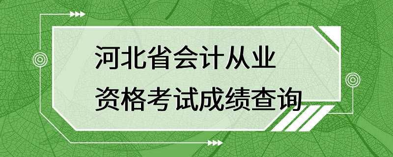 河北省会计从业资格考试成绩查询