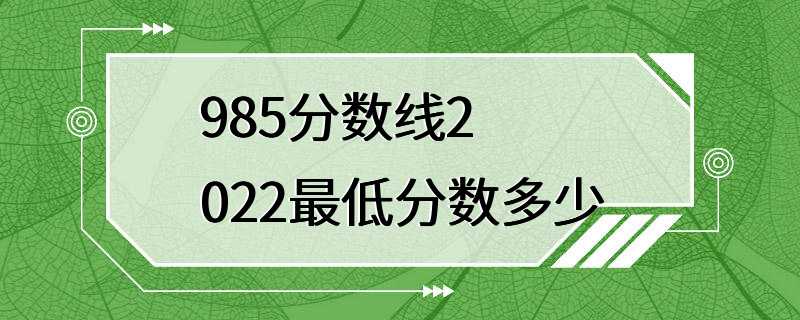 985分数线2022最低分数多少