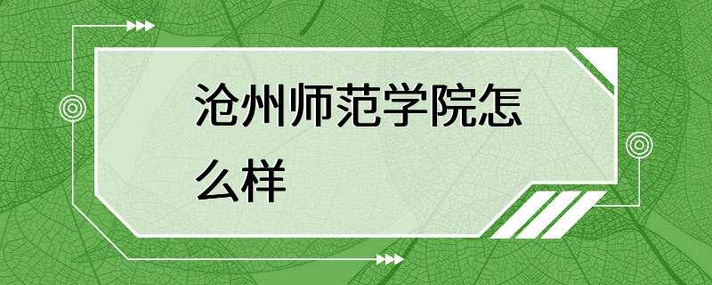 沧州师范学院怎么样