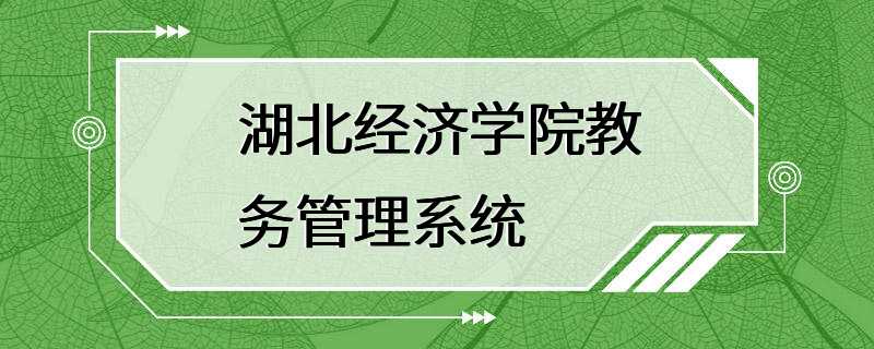 湖北经济学院教务管理系统