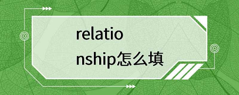 relationship怎么填