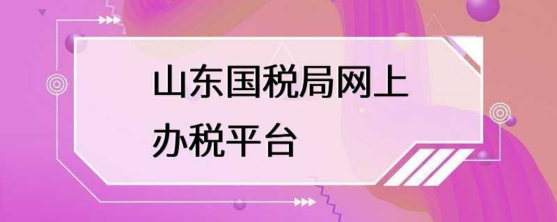 山东国税局网上办税平台