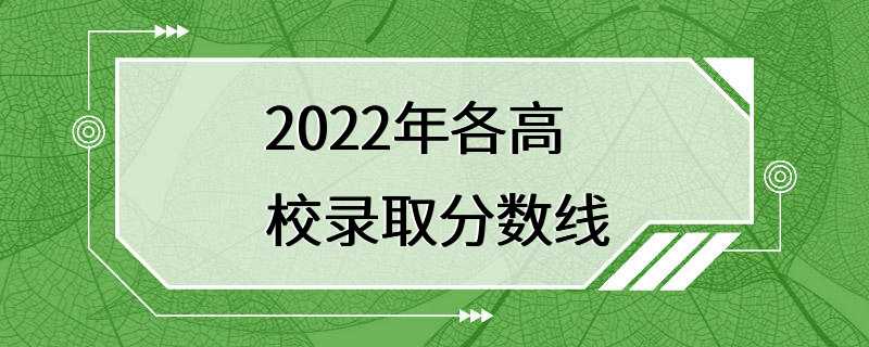 2022年各高校录取分数线