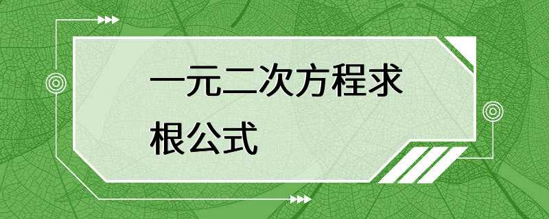 一元二次方程求根公式