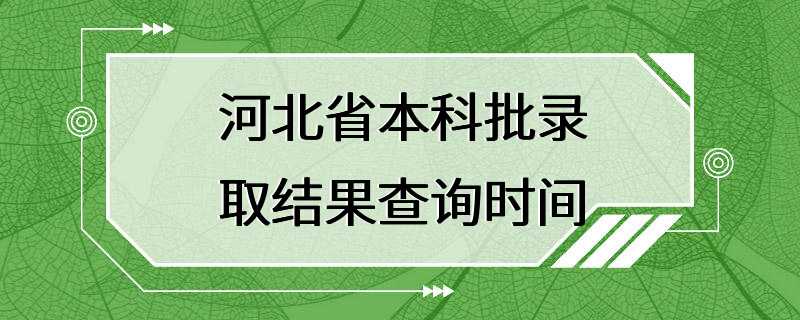 河北省本科批录取结果查询时间