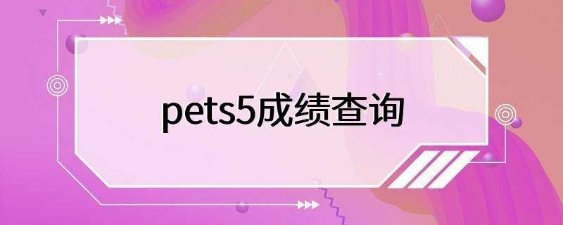 pets5成绩查询