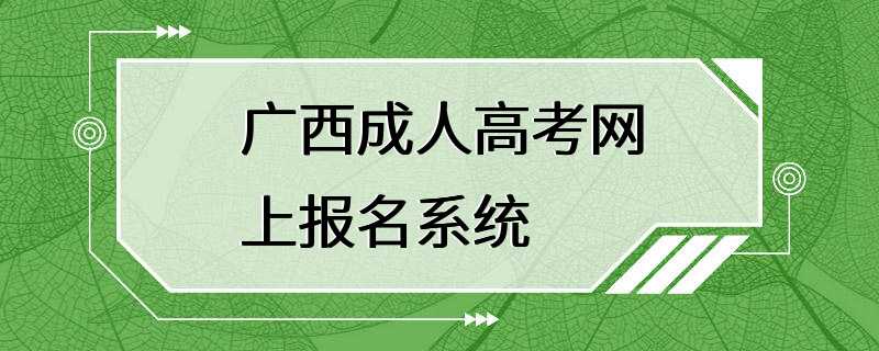 广西成人高考网上报名系统