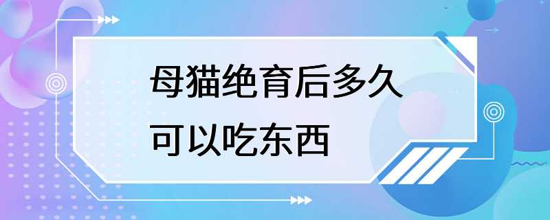 母猫绝育后多久可以吃东西