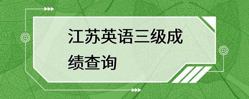 江苏英语三级成绩查询