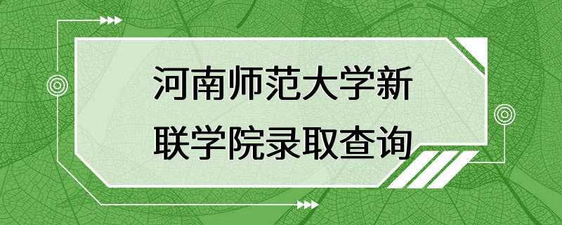 河南师范大学新联学院录取查询