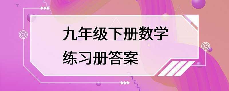 九年级下册数学练习册答案