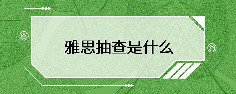 雅思抽查是什么