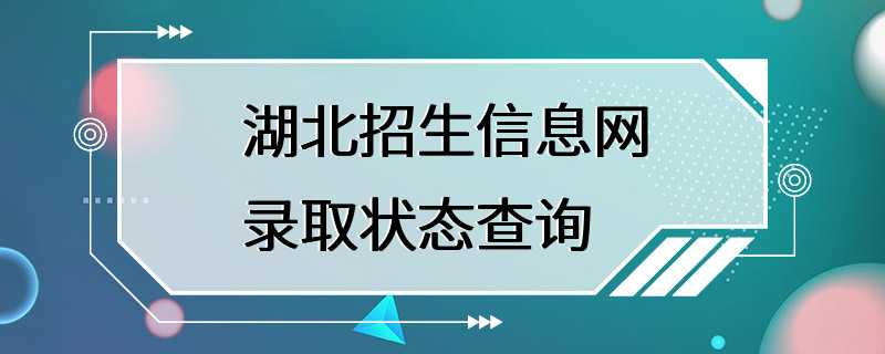 湖北招生信息网录取状态查询