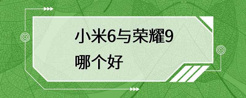 小米6与荣耀9哪个好