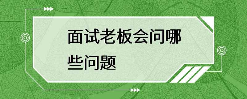 面试老板会问哪些问题