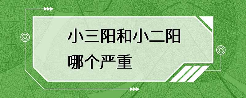 小三阳和小二阳哪个严重