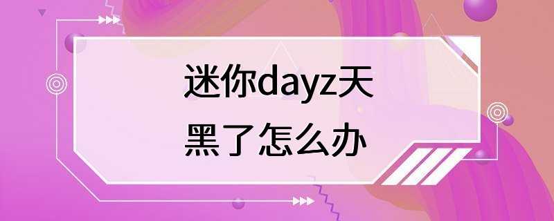 迷你dayz天黑了怎么办