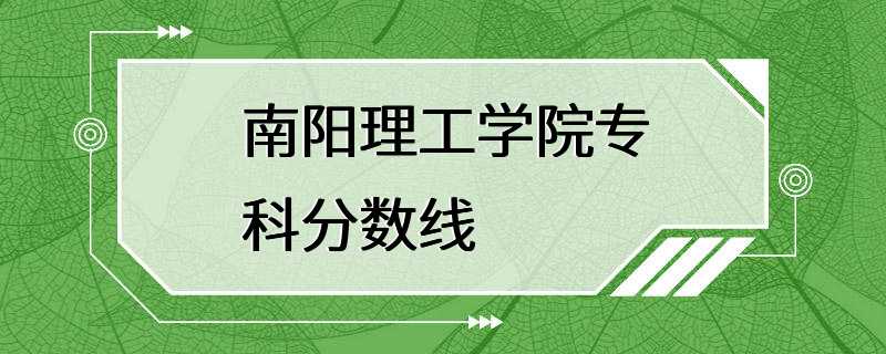 南阳理工学院专科分数线