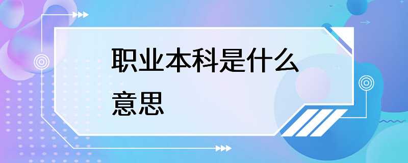 职业本科是什么意思