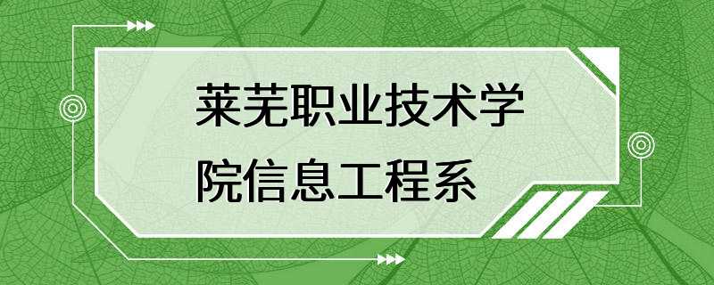 莱芜职业技术学院信息工程系