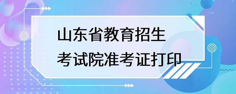 山东省教育招生考试院准考证打印