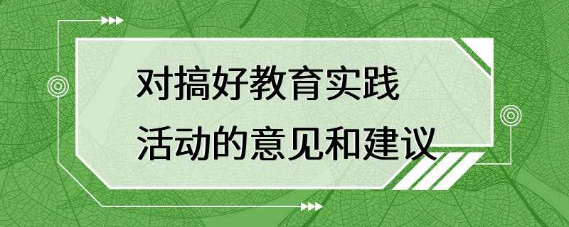 对搞好教育实践活动的意见和建议