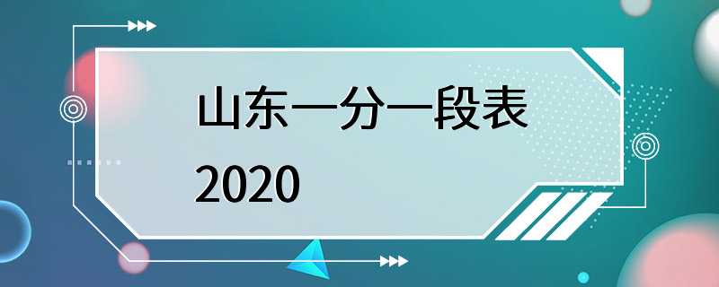 山东一分一段表2020