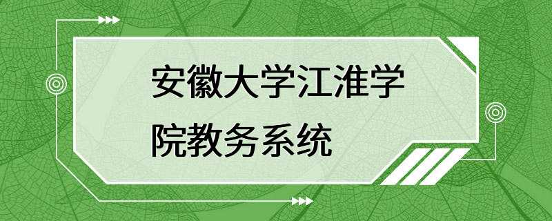 安徽大学江淮学院教务系统