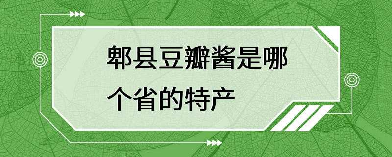 郫县豆瓣酱是哪个省的特产