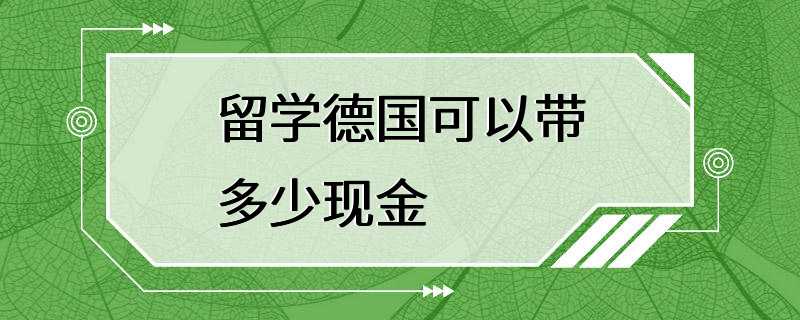 留学德国可以带多少现金